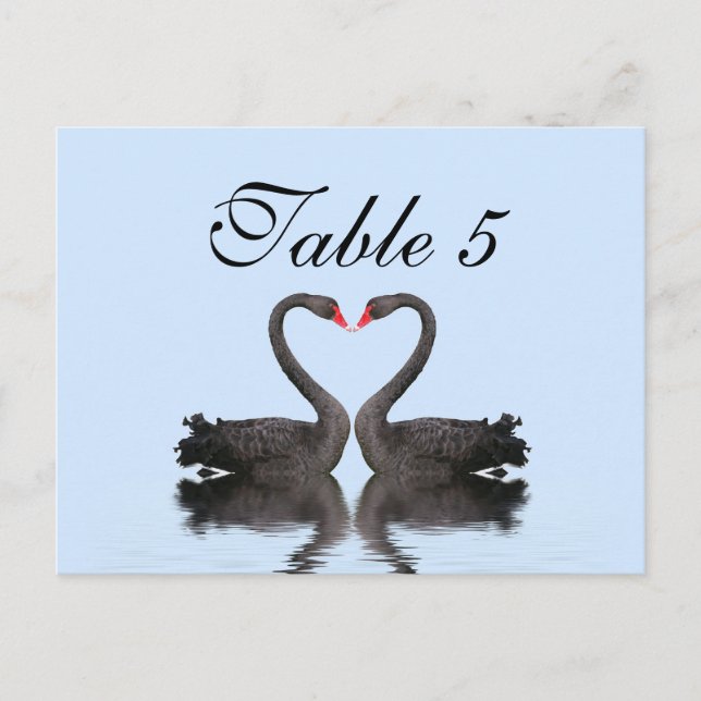 Table Number Card Romancing Swans Wedding Set (Front)