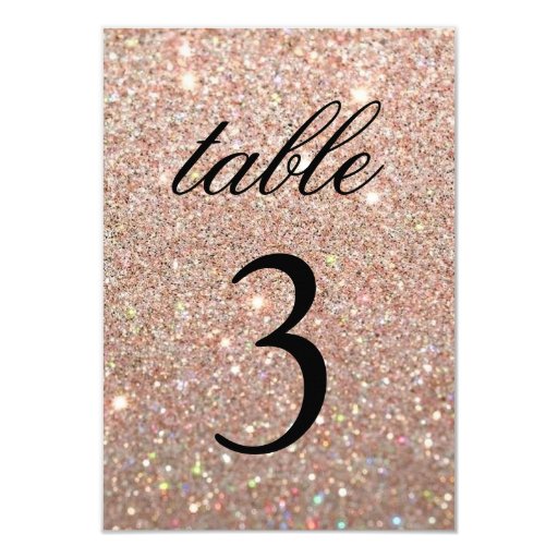 Image of Table Number Card - Rose Gold Glitter Fab