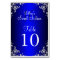 Table Number Card Royal Blue Sweet 16 Silver Pearl