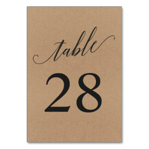 Table Number Card   Rustic Handwriting Calligraphy