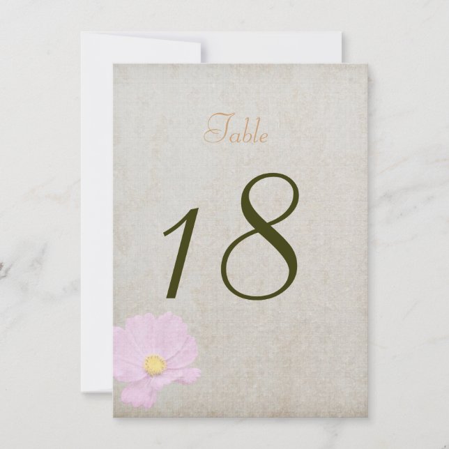 Table Number Card Vintage Paper Simple Wedding (Front)