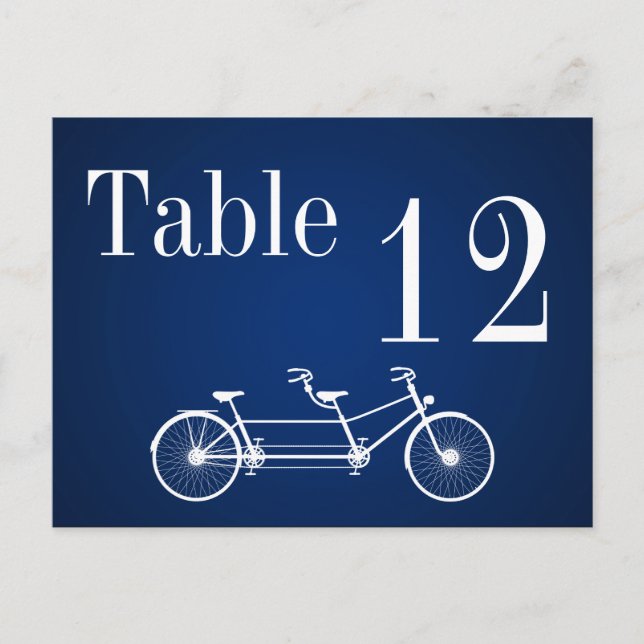 Table Number Card Whimsical Navy Fall Double Bike (Front)