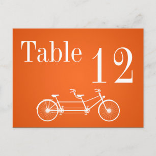 Table Number Card Whimsical Orang Fall Double Bike