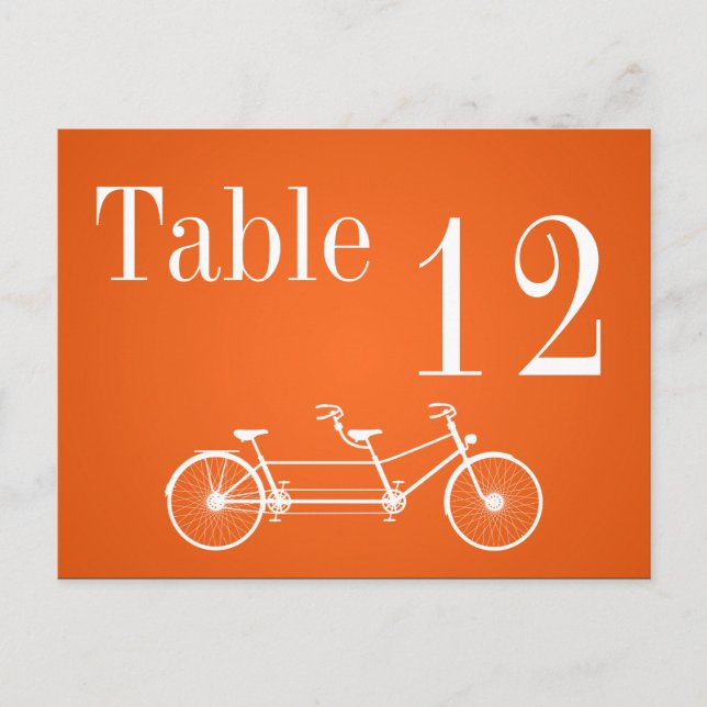 Table Number Card Whimsical Orang Fall Double Bike (Front)