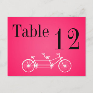 Table Number Card Whimsical Pink Fall Double Bike