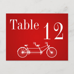 Table Number Card Whimsical Red Double Bike