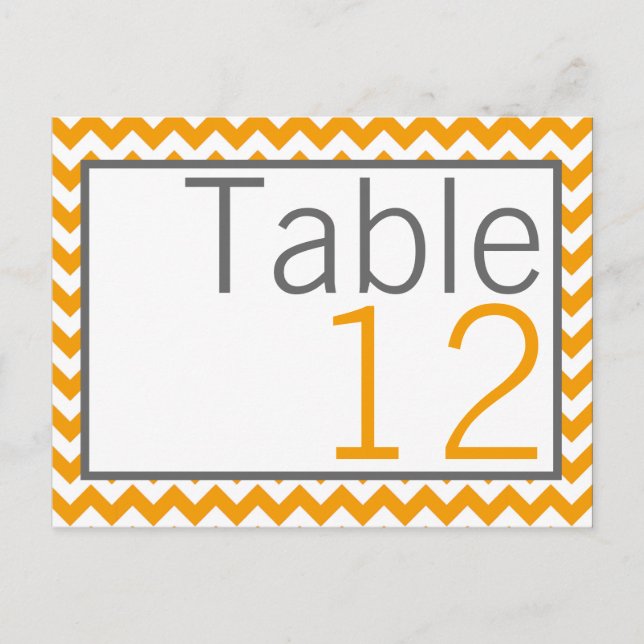 Table Number Card Yellow Grey Grey Chevron Name (Front)