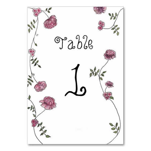 Table number cards, floral (Front)