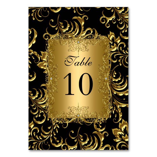 Table Number Cards Royal Black Gold (Front)