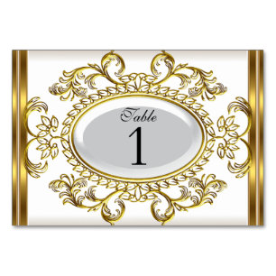 Table Number Cards Royal White Gold