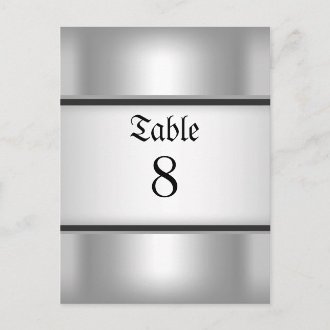 Table Number Cards Silver (Front)