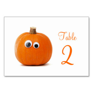 Table Number Cards With Funny Pumpkin
