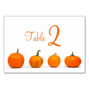 Table Number Cards With Pumpkins