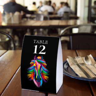 Table Number Colorful Racehorse Black