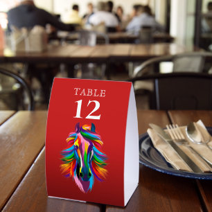 Table Number Colorful Racehorse Red