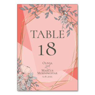 TABLE NUMBER   Coral Floral Geometric Frame