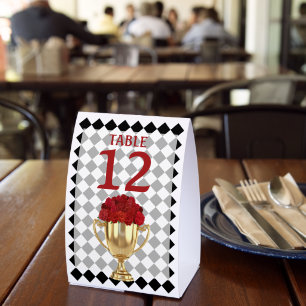 Table Number Derby Trophy and Roses Checkerboard