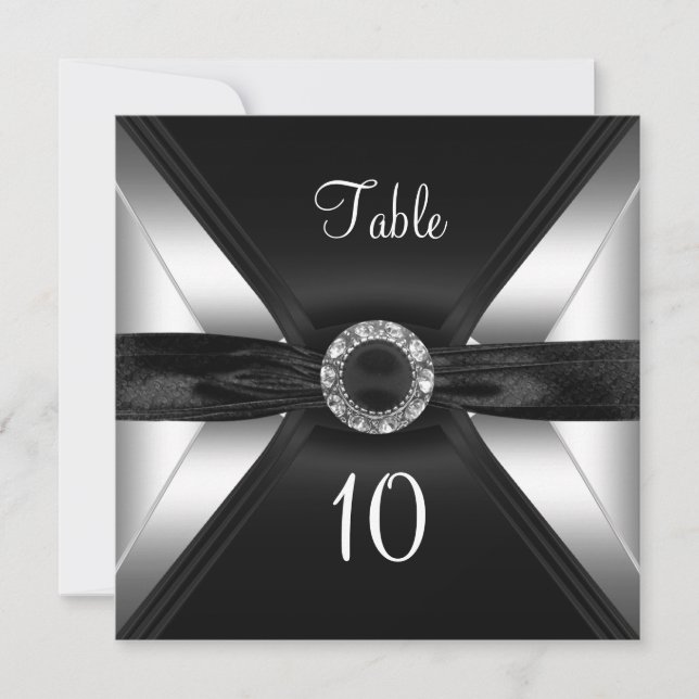 Table Number Diamond Jewel Black White Silver (Front)