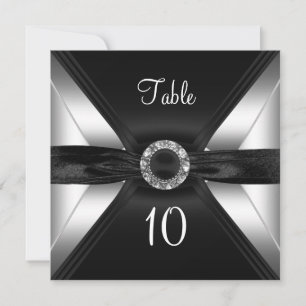 Table Number Diamond Jewel Black White Silver