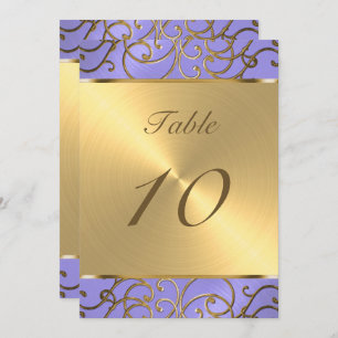 Table Number Elegant Lavender Purple Gold Filigree