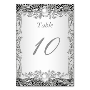 Table Number Elegant Leopard Silver Pearl