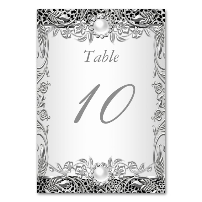 Table Number Elegant Leopard Silver Pearl (Front)