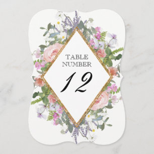 Table Number Elegant Rustic Floral Rose Gold