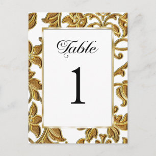 Table Number Embossed Gold Damask Postcard