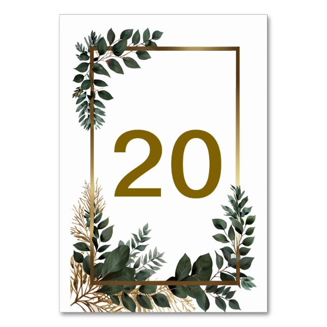 Table Number Eucalyptus and Gold effect   (Front)