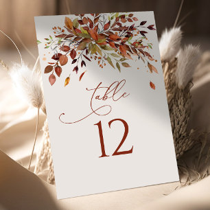 Table Number Fall Watercolor Wedding