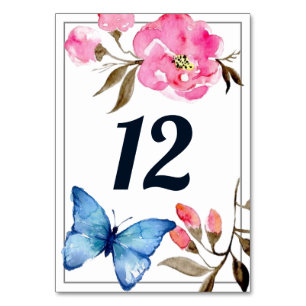 Table Number - Floral Butterfly Design 2