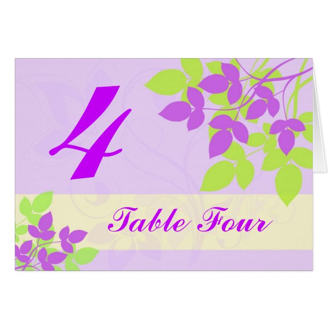 Table Number -  Floral Flurry - Lavender and Lime (Front Horizontal)
