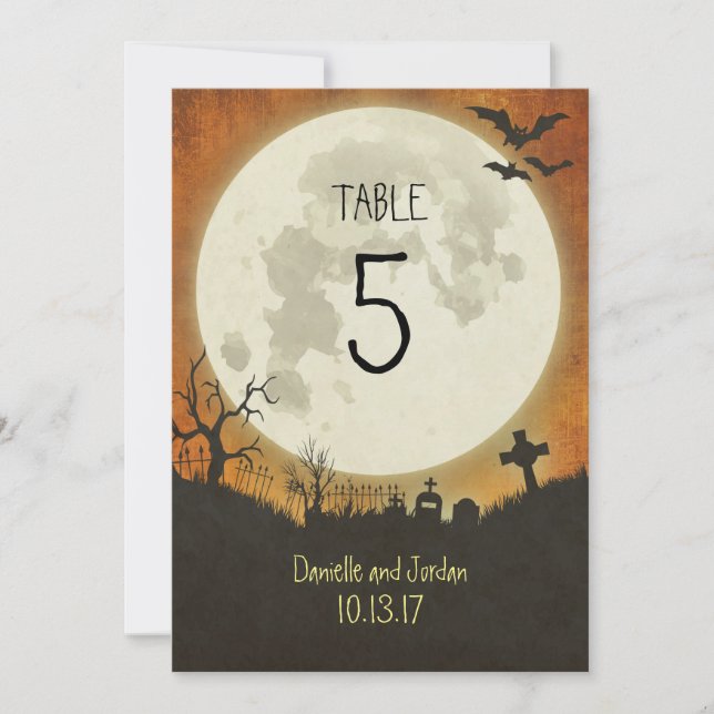 Table Number for a Halloween wedding in orange (Front)
