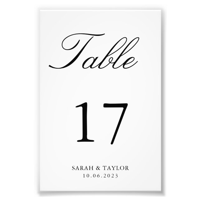 Table Number for Sarah Photo Print (Front)
