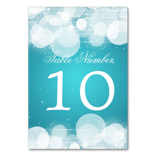 Table Number Glow & Sparkle Turquoise (Front)