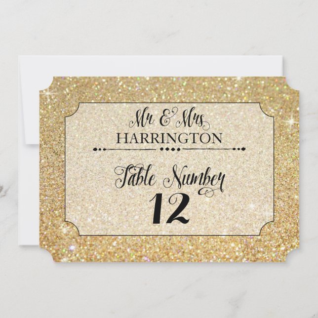Table Number Gold Glitter Mr. & Mrs. Modern Fab (Back)