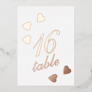 Table Number Gold Pressed Hearts Foil