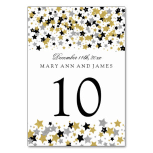 Table Number Gold & Silver Glitter Stars Confetti