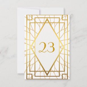 Table Number,Great Gatsby,elegant,chic,white gold Invitation