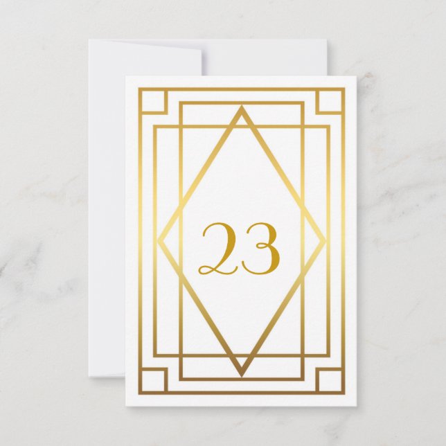 Table Number,Great Gatsby,elegant,chic,white gold Invitation (Front)