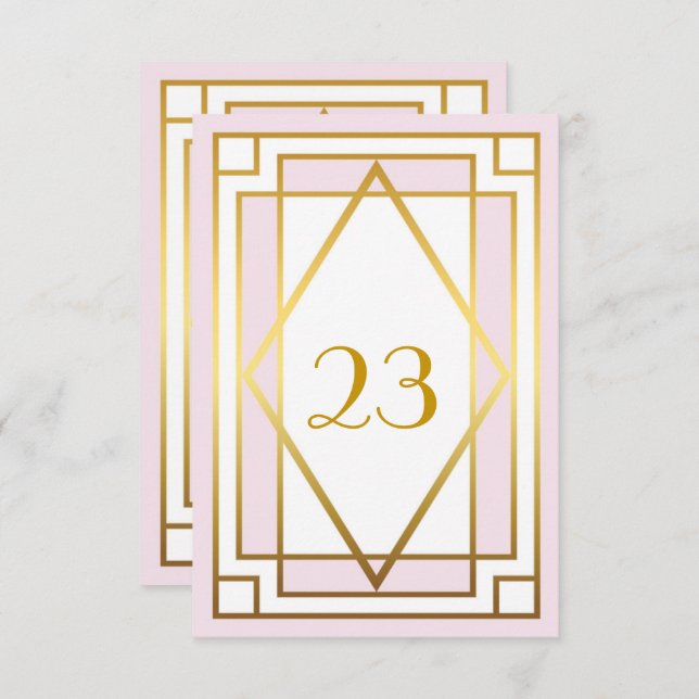 Table Number,Great Gatsby,elegant,chic,white pink Invitation (Front/Back)