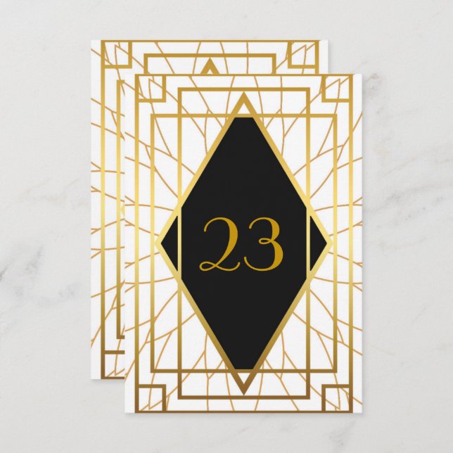 Table Number,Great Gatsby,elegant,white gold black Invitation (Front/Back)