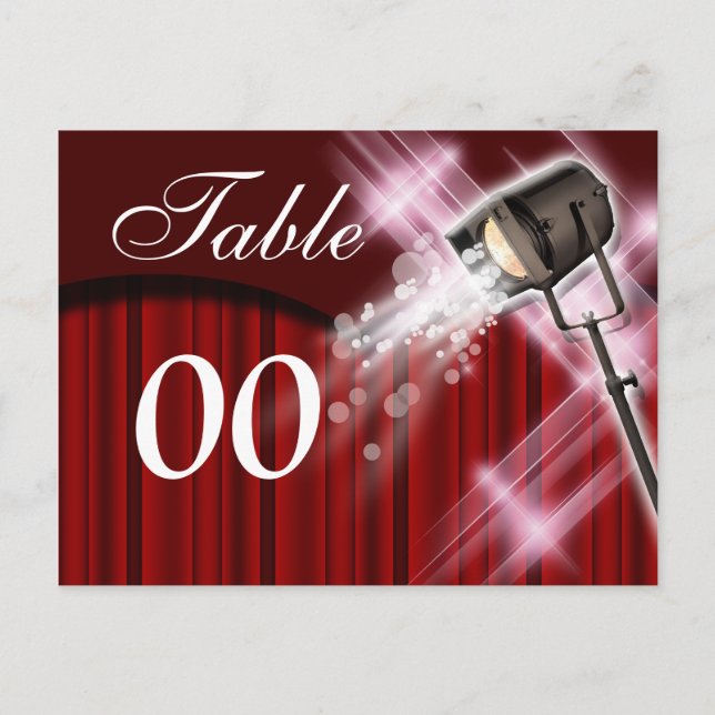 Table number Hollywood theme wedding Postcard (Front)