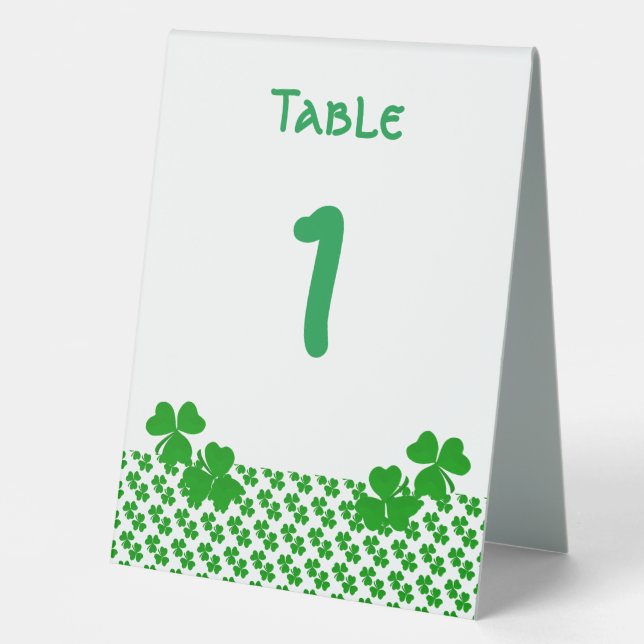 Table Number Irish Shamrocks Clovers (Front)