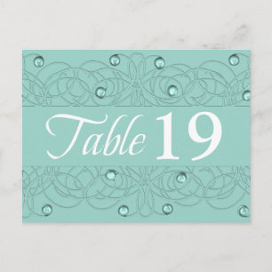 Table Number Lace and Pearl Aqua Mint Postcard