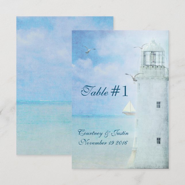 Table Number-Lighthouse Wedding Invitation (Front/Back)