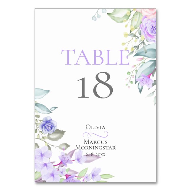 TABLE NUMBER | Lilac Floral Frame (Front)