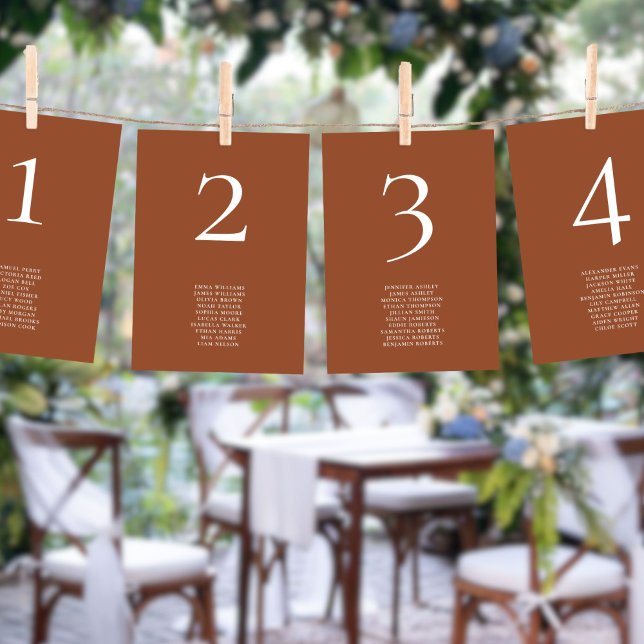 Table Number Names Seating Chart Terracotta Card (Creator Uploaded)