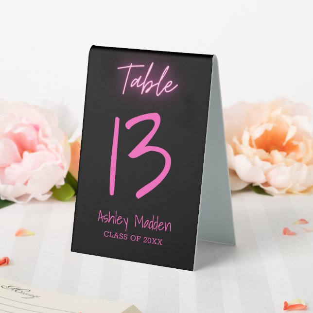 Table Number Neon Pink Script Graduation Party (In SItu (Wedding))