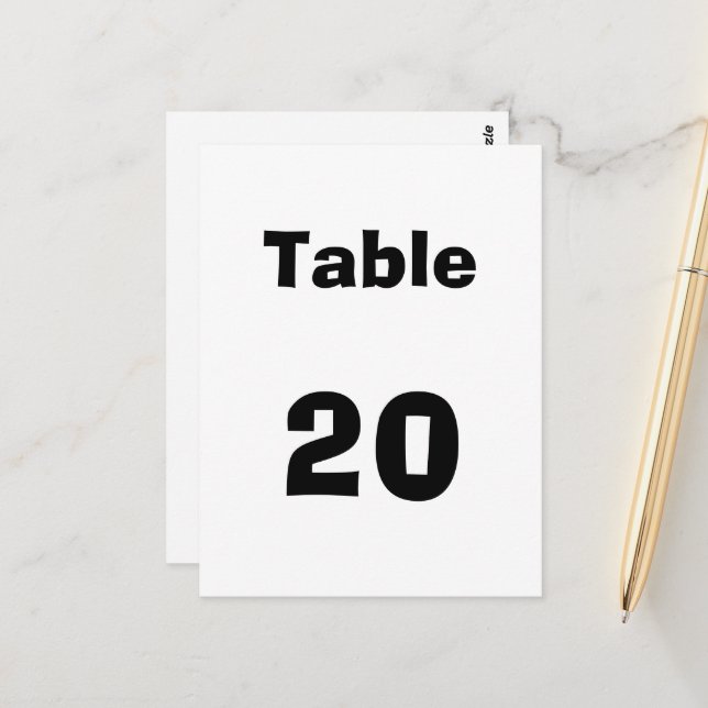 Table Number Postcard (Front/Back In Situ)